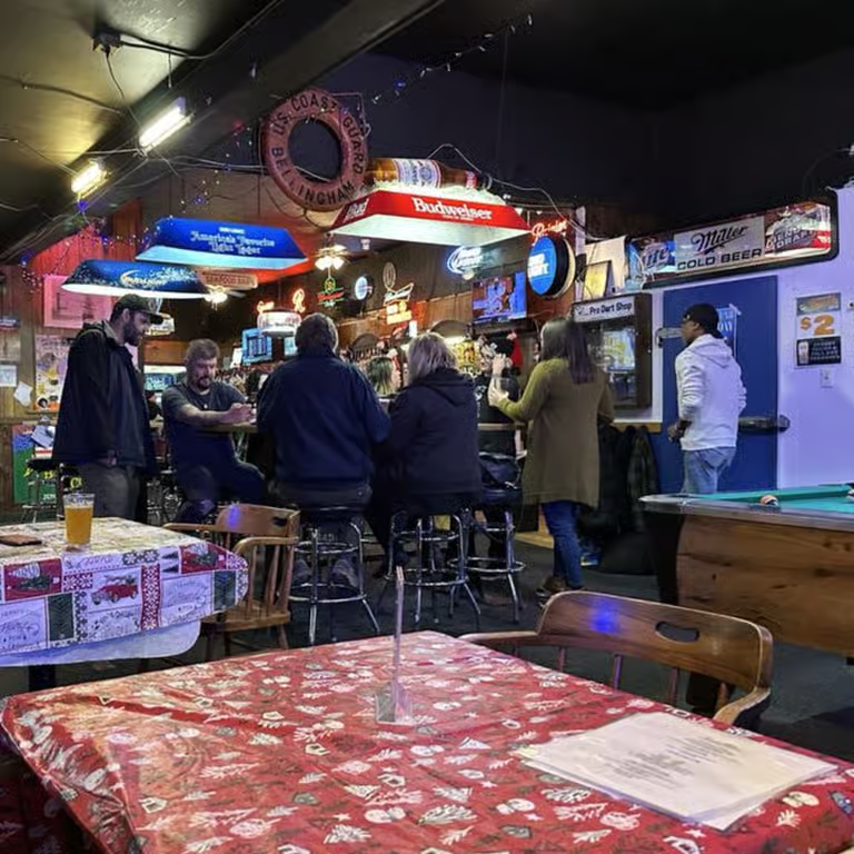 Happy hour inside Waterfront Tavern Bellingham dive bar